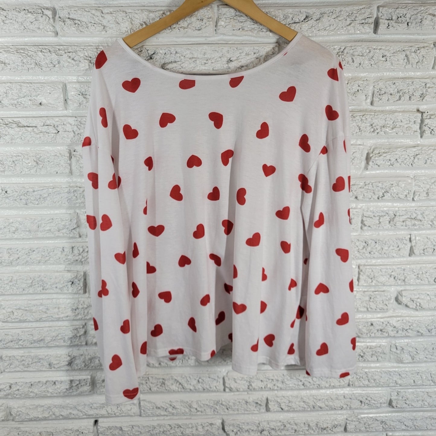 Shein Plus Size 2XL Valentines White Open Front Lace Up Blouse Long Sleeve Top