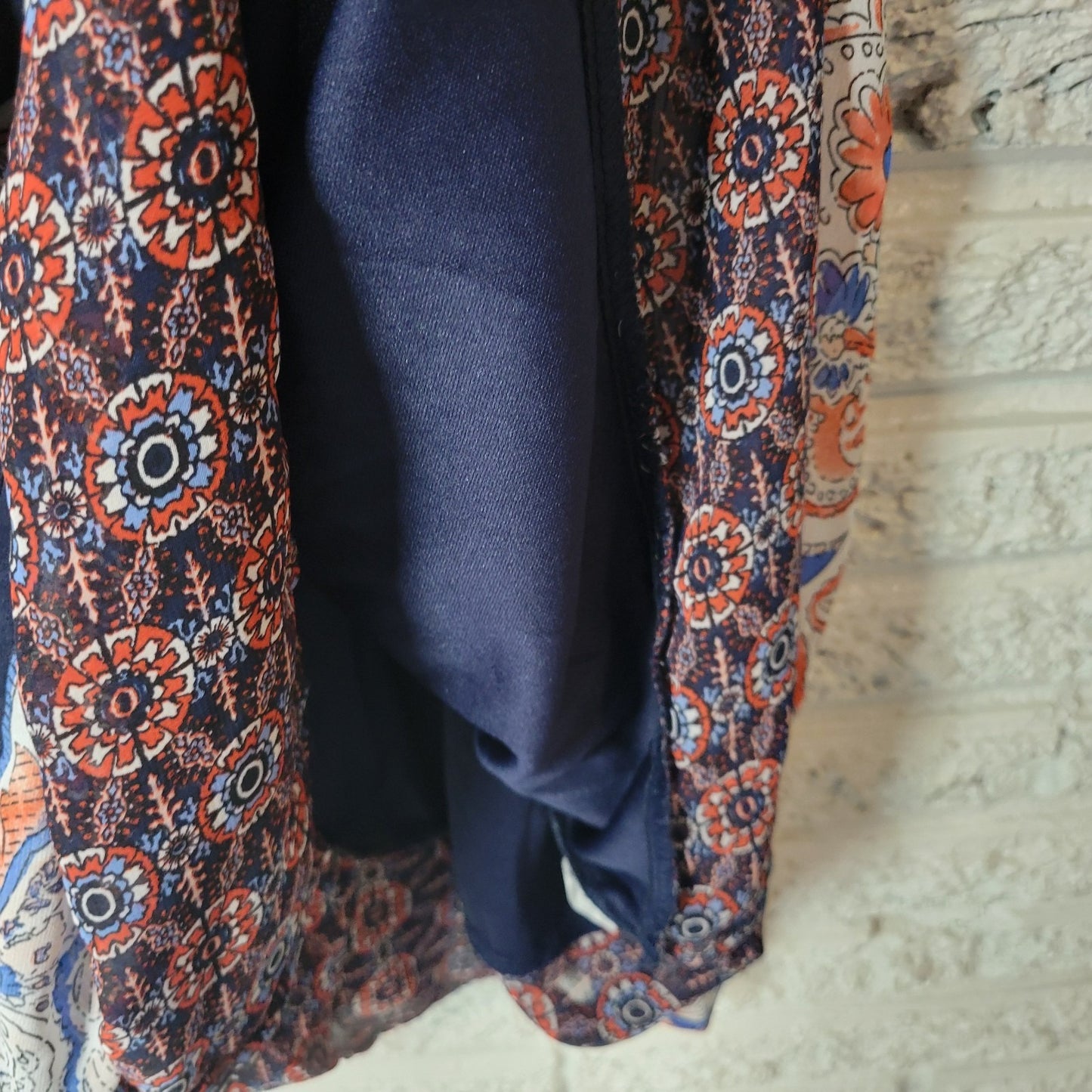 Perseption Womens Dress 3X Plus Mini Slip Blue Red Paisley Lightweight Keyhole