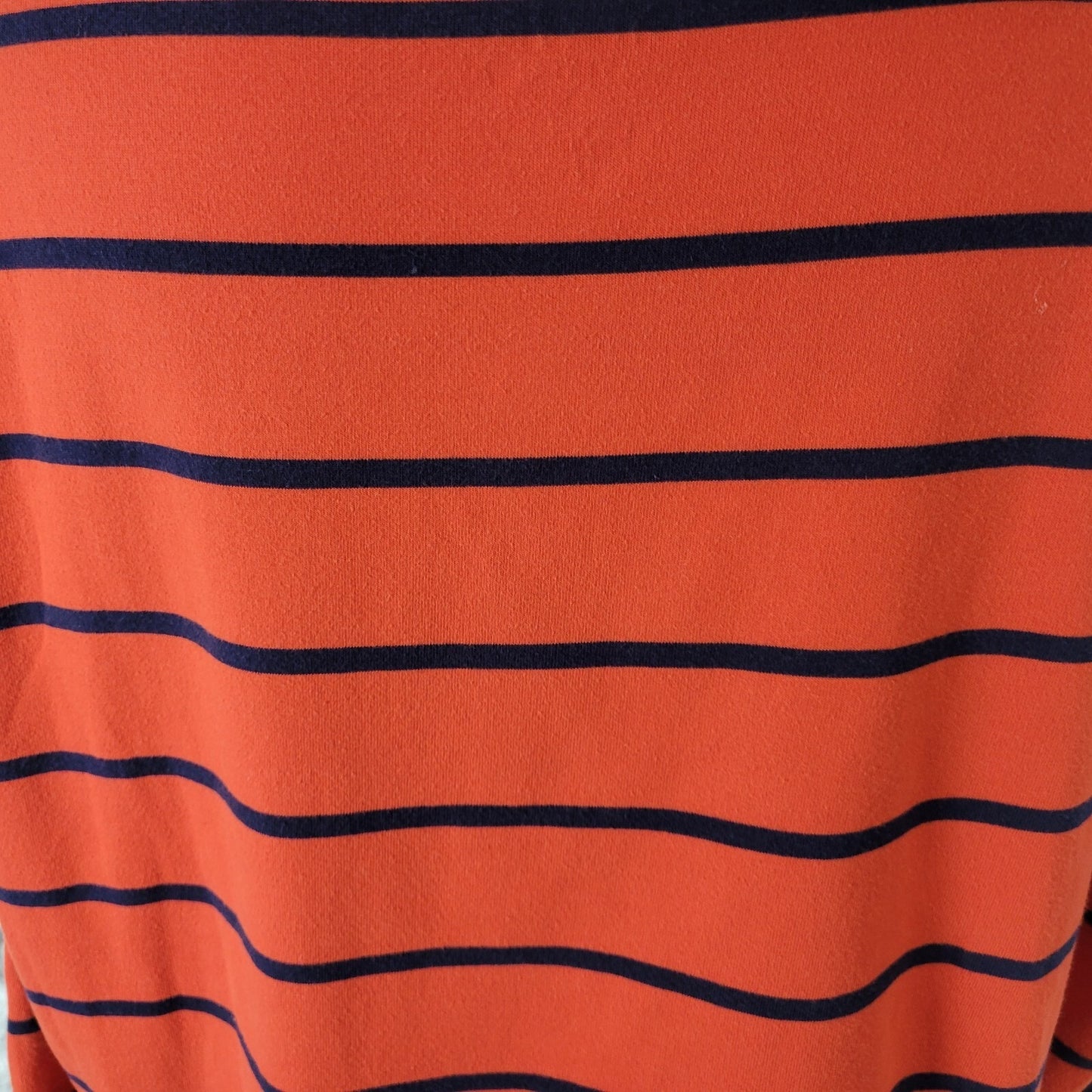 Coral Bay Womens Top 1X Plus Tee Long Roll Tab Sleeve Orange Blue Stripe Cotton