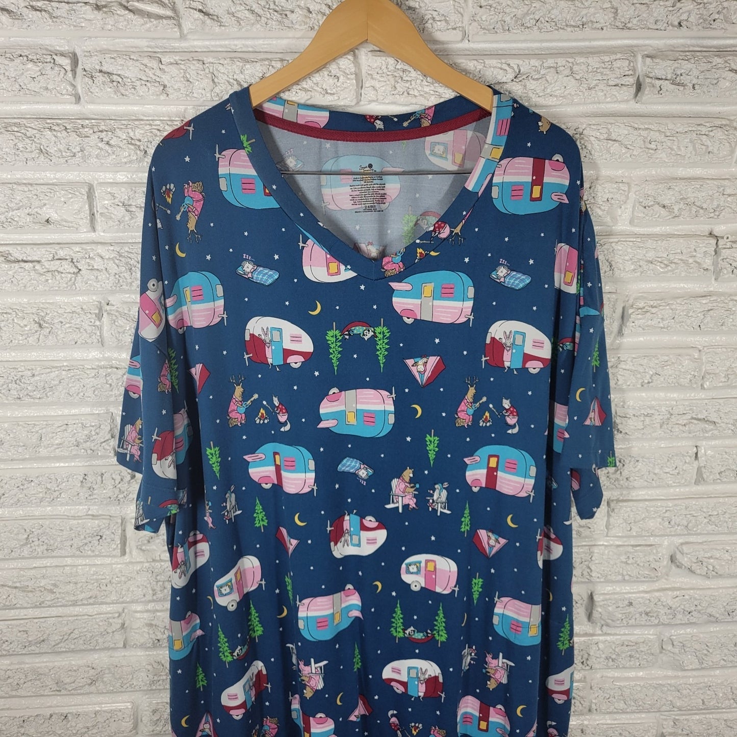Secret Treasures Women's 2X 3X Plus Nightgown Blue Bunnies Camping NOV22XE