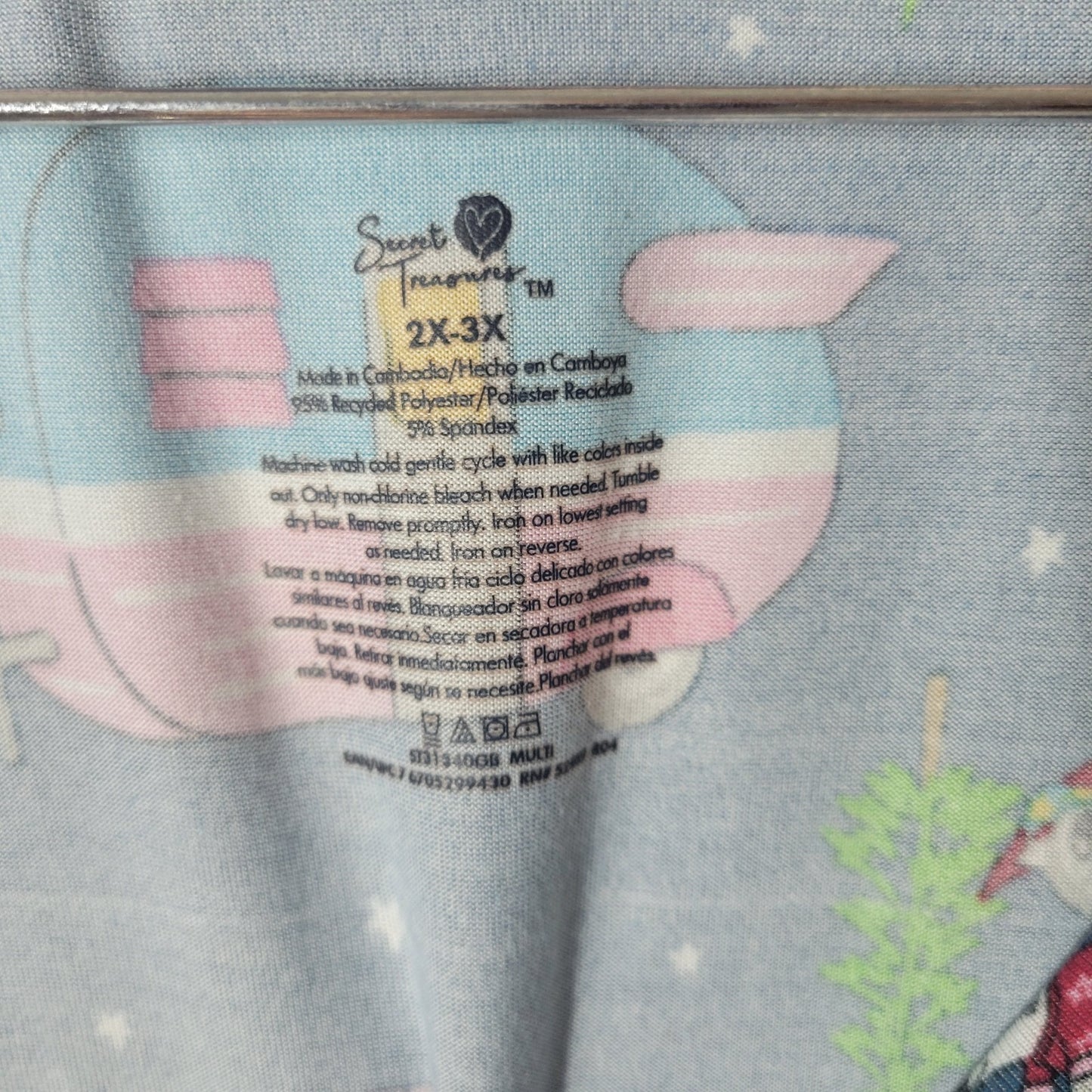 Secret Treasures Women's 2X 3X Plus Nightgown Blue Bunnies Camping NOV22XE
