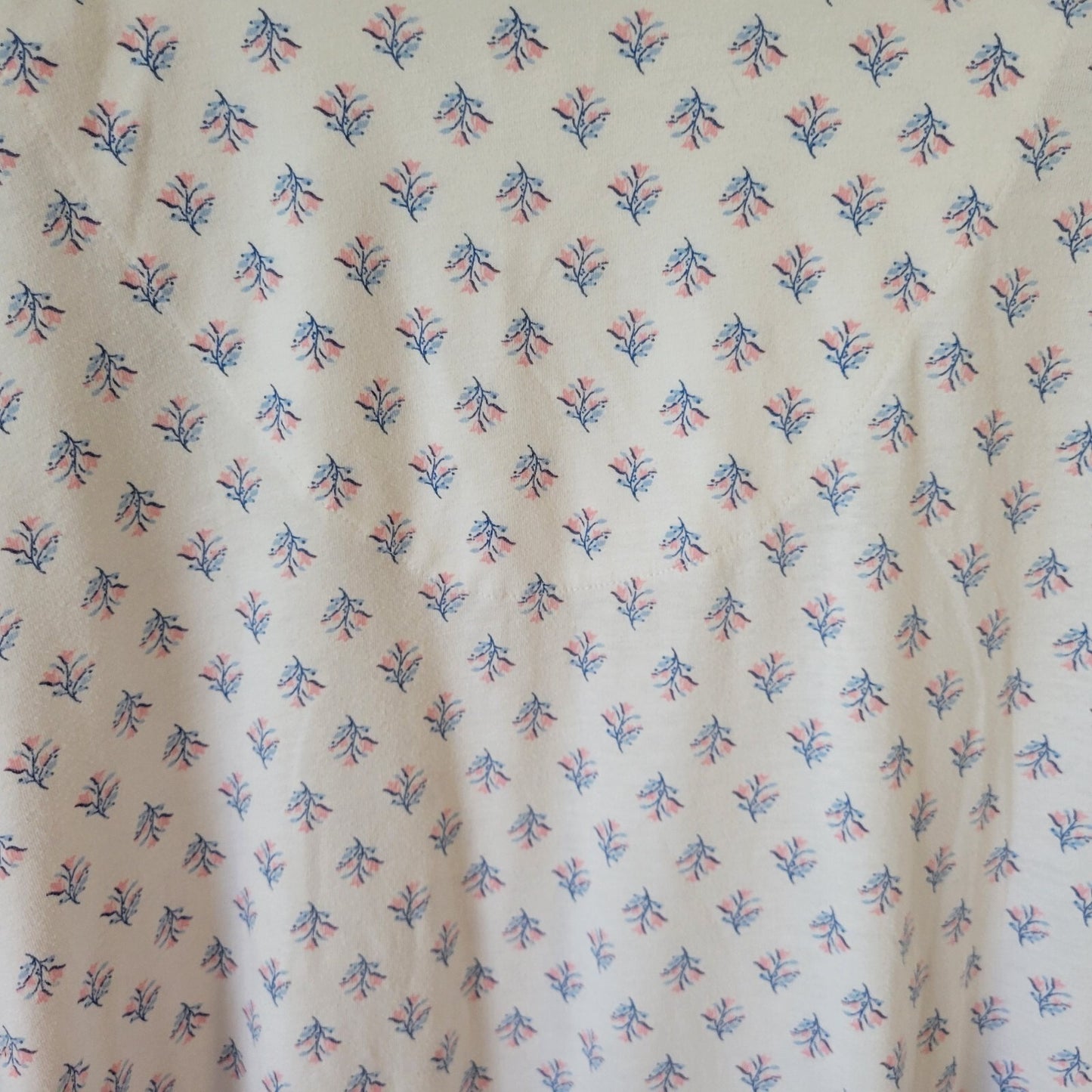 Aria Womens Pajama Top 3X Plus 3/4 Sleeve Blue Pink Floral Lace Trim Lightweight