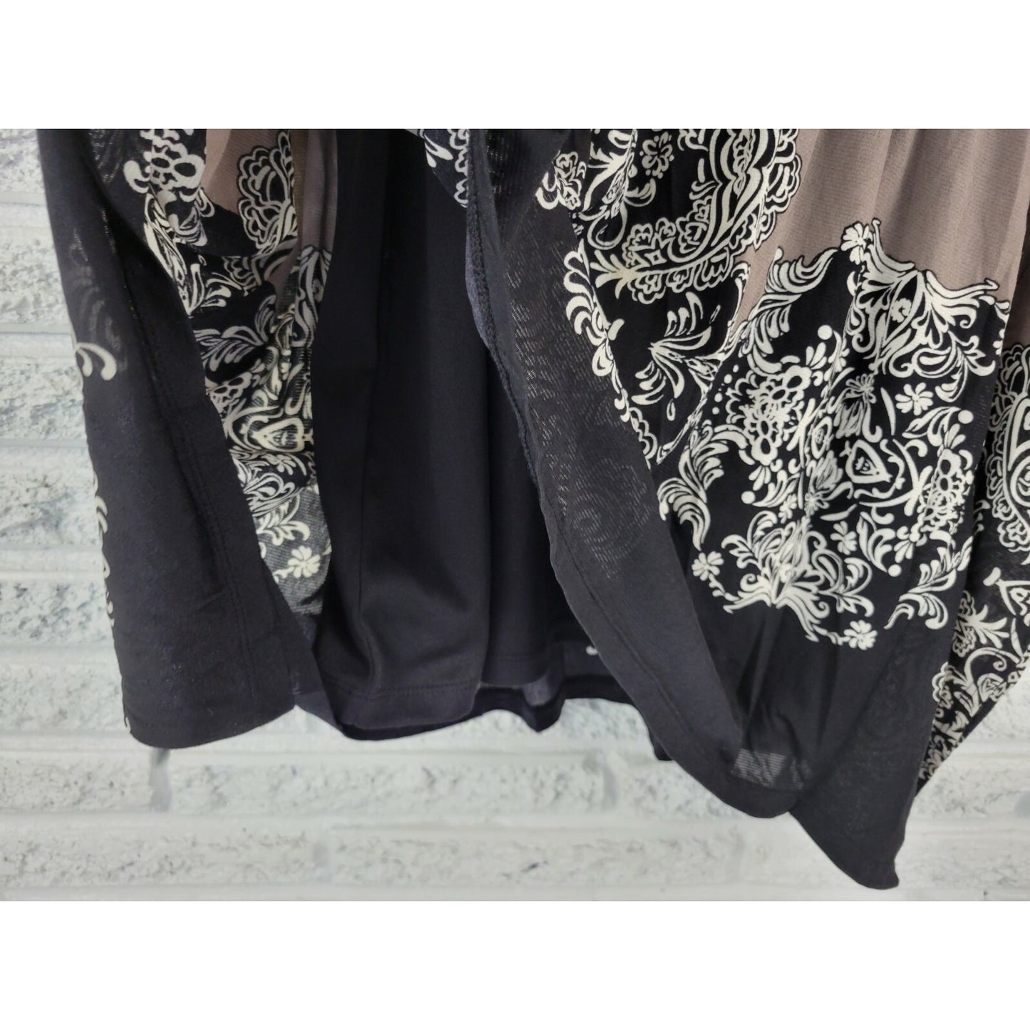 Style & Co Womens Top 2X Plus Tunic Angel Sleeves Red Floral Nylon Casual