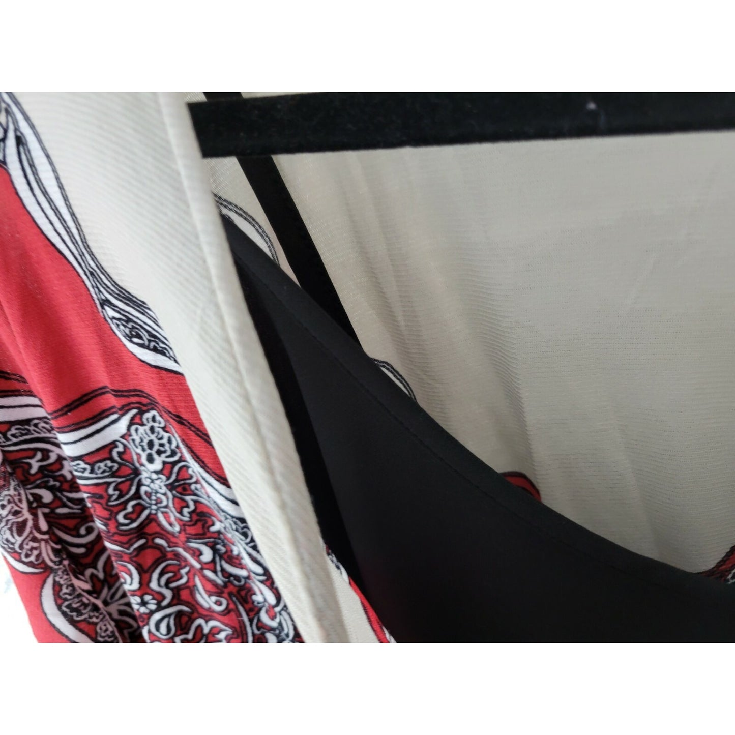 Style & Co Womens Top 2X Plus Tunic Angel Sleeves Red Floral Nylon Casual