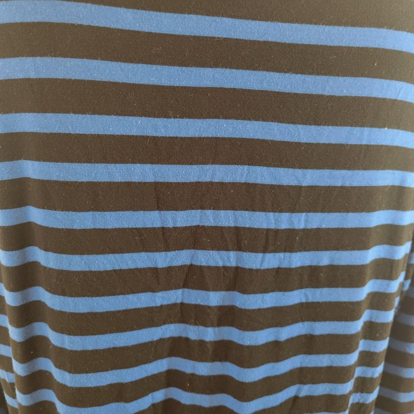 Croft Barrow Womens Top 1X Plus Tunic 3/4 Sleeve Blue Stripe Comfy Rayon Blend