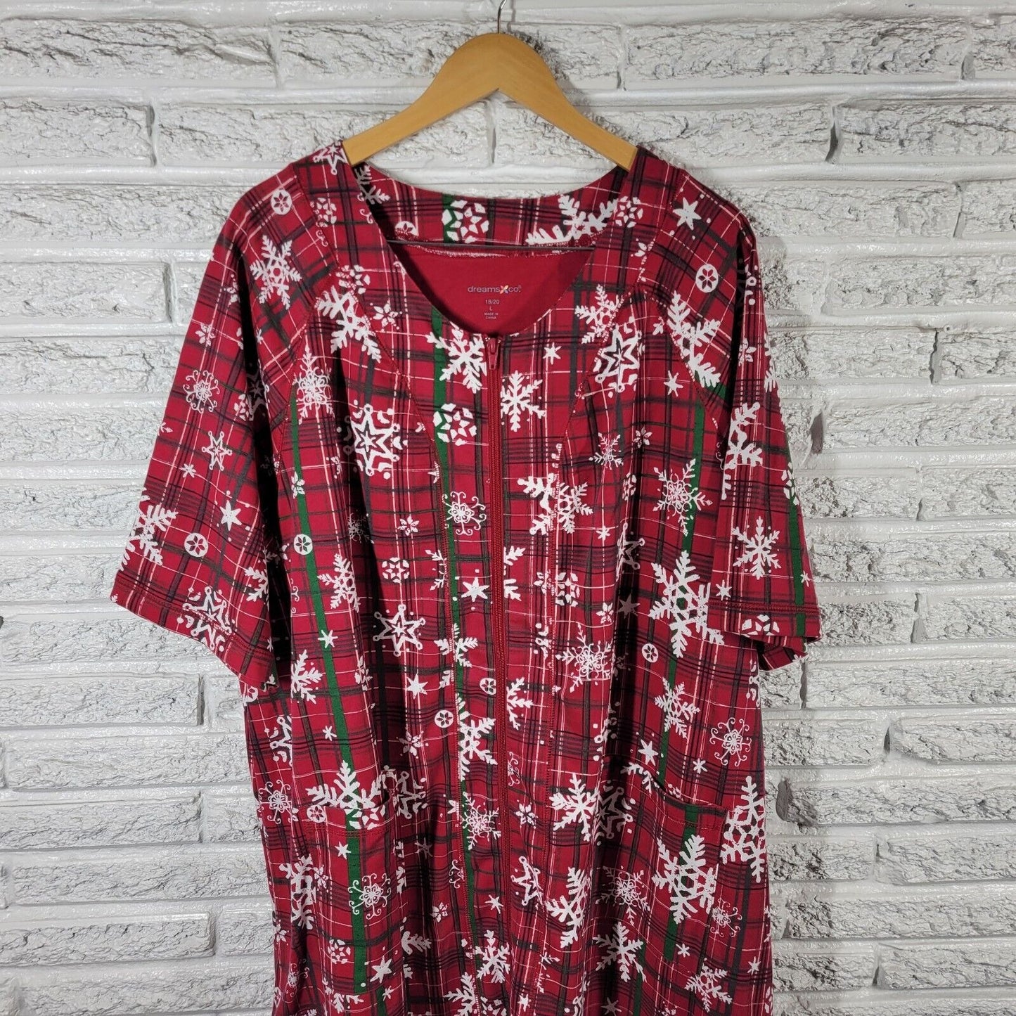 Dreams Co Womens Robe 18 20 House Dress Holiday Snowflakes Pockets Lounge
