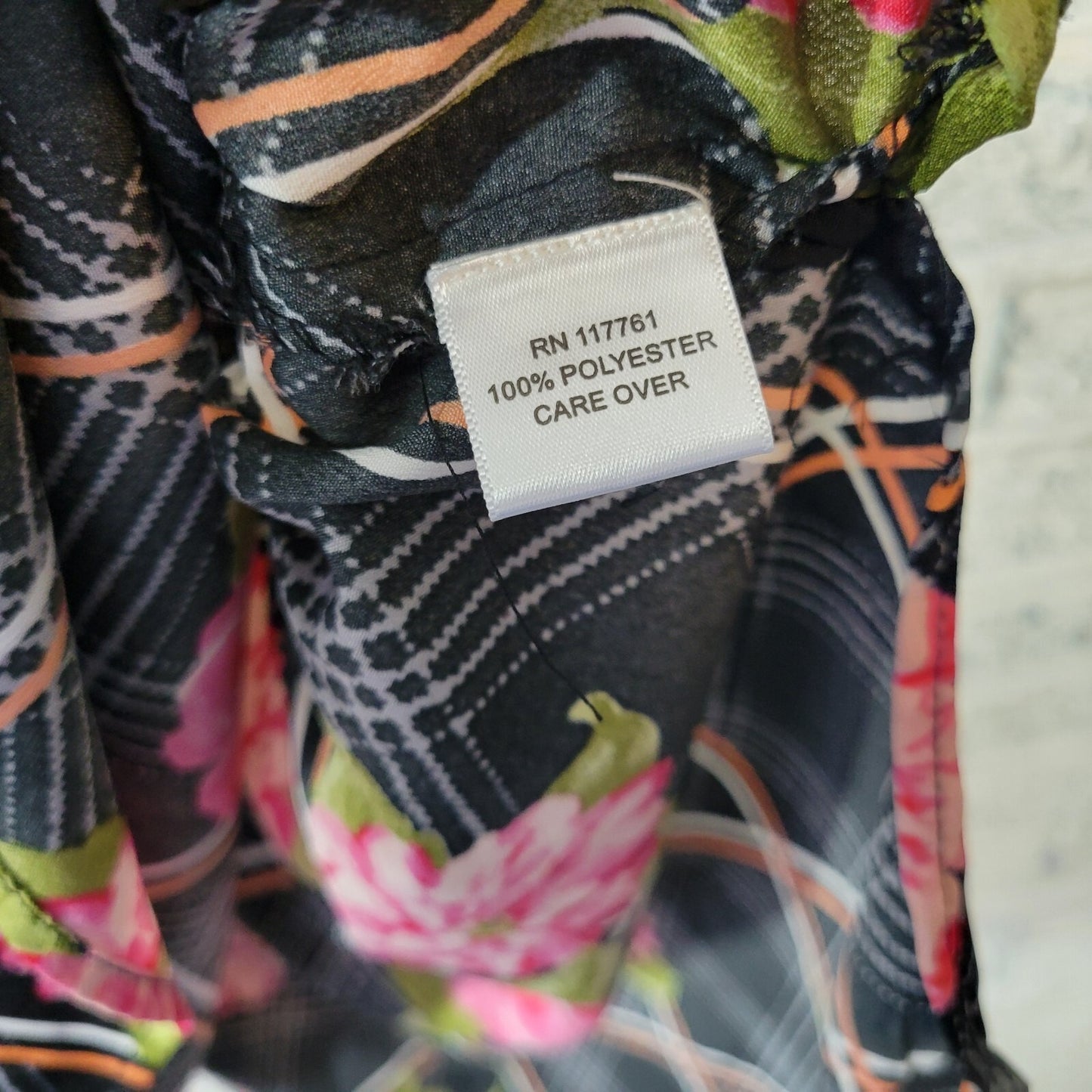 Mileage Womens Top 3X Pink Floral Asymmetric Poly Blend Lightweight Drawstring