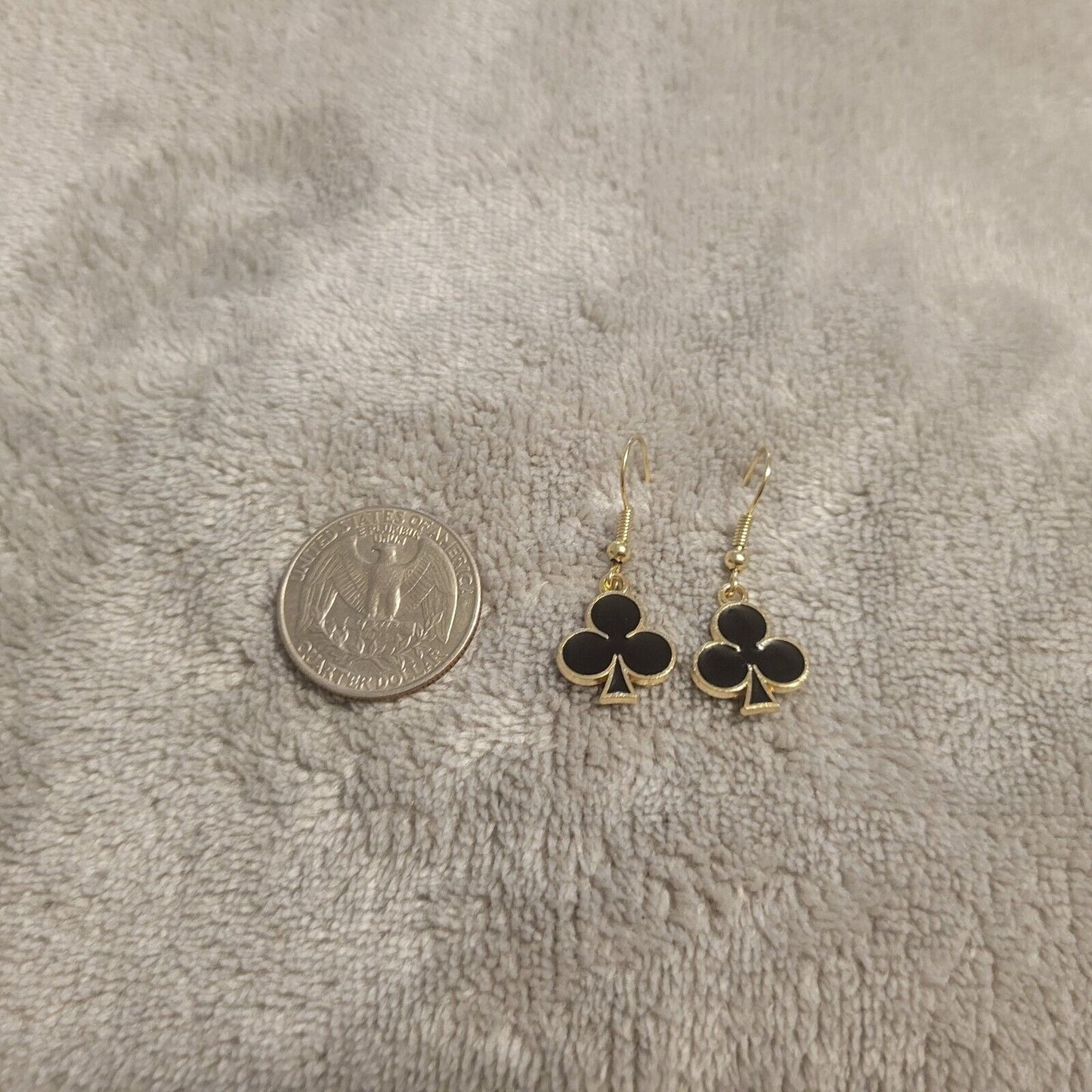 Clubs Poker Suit Casino Earrings Hanging Dangle Novelty Fish Hook