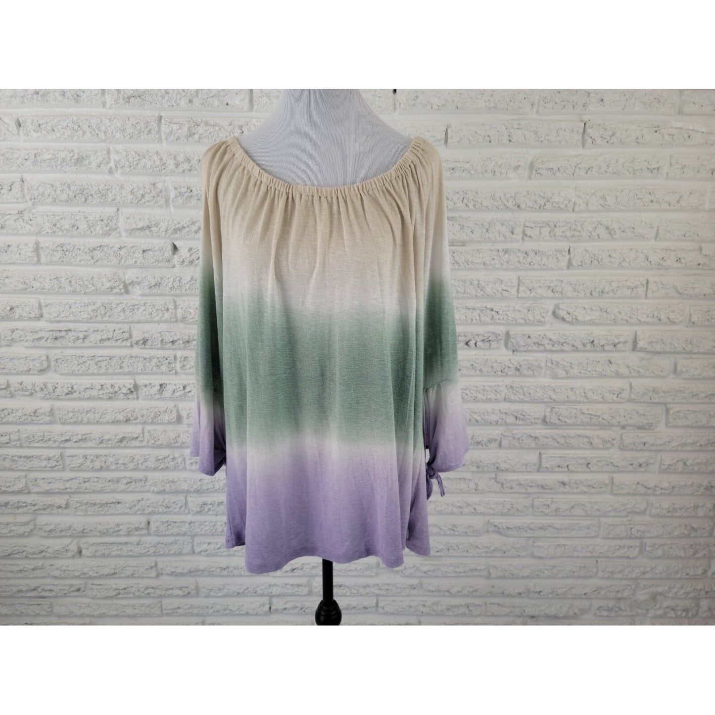 Seven 7 Womens Top Extra Large On Off Shoulder Ombre Tied 3/4 Sleeve Casual