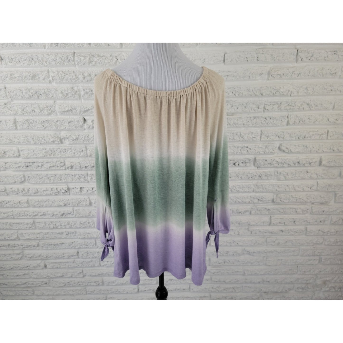Seven 7 Womens Top Extra Large On Off Shoulder Ombre Tied 3/4 Sleeve Casual