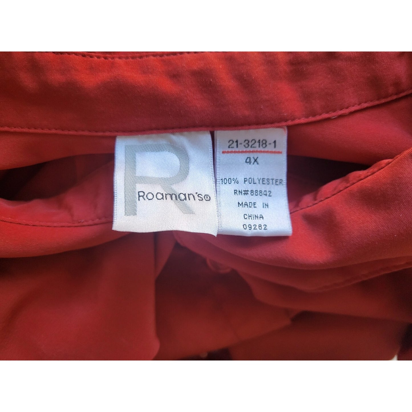 Roamans Womens Shirt 4X Plus Collar Button Up Short Sleeve Burnt Orange Office