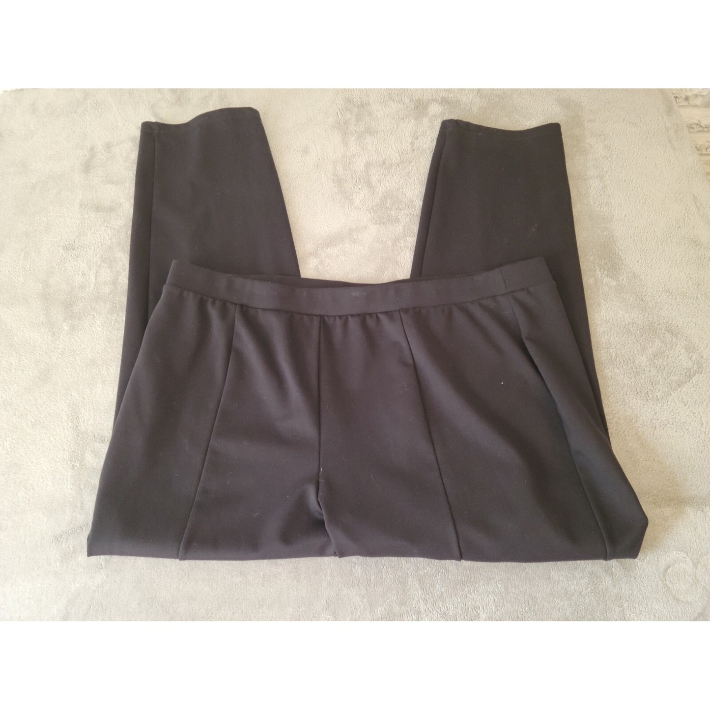 Worthington Women Pants 1X Plus Tapered Comfort Pull On Black Poly Blend Casual