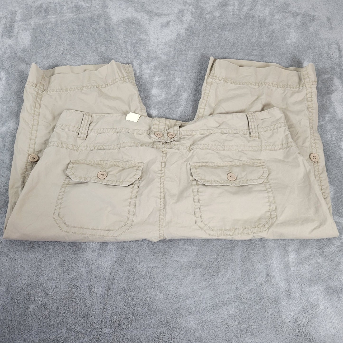 Maurices Women Pants 18 Plus Capri Adjustable Length Beige Cotton Zip Fly Casual