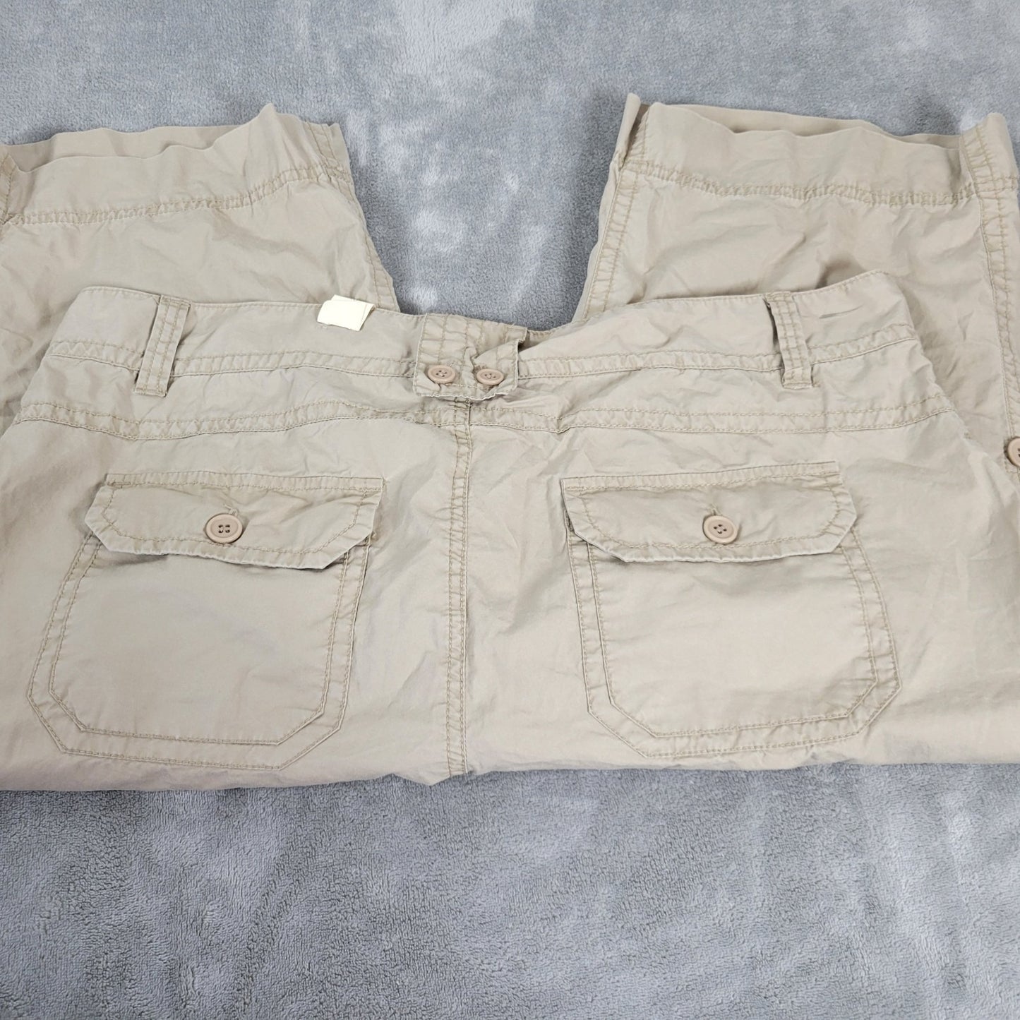 Maurices Women Pants 18 Plus Capri Adjustable Length Beige Cotton Zip Fly Casual