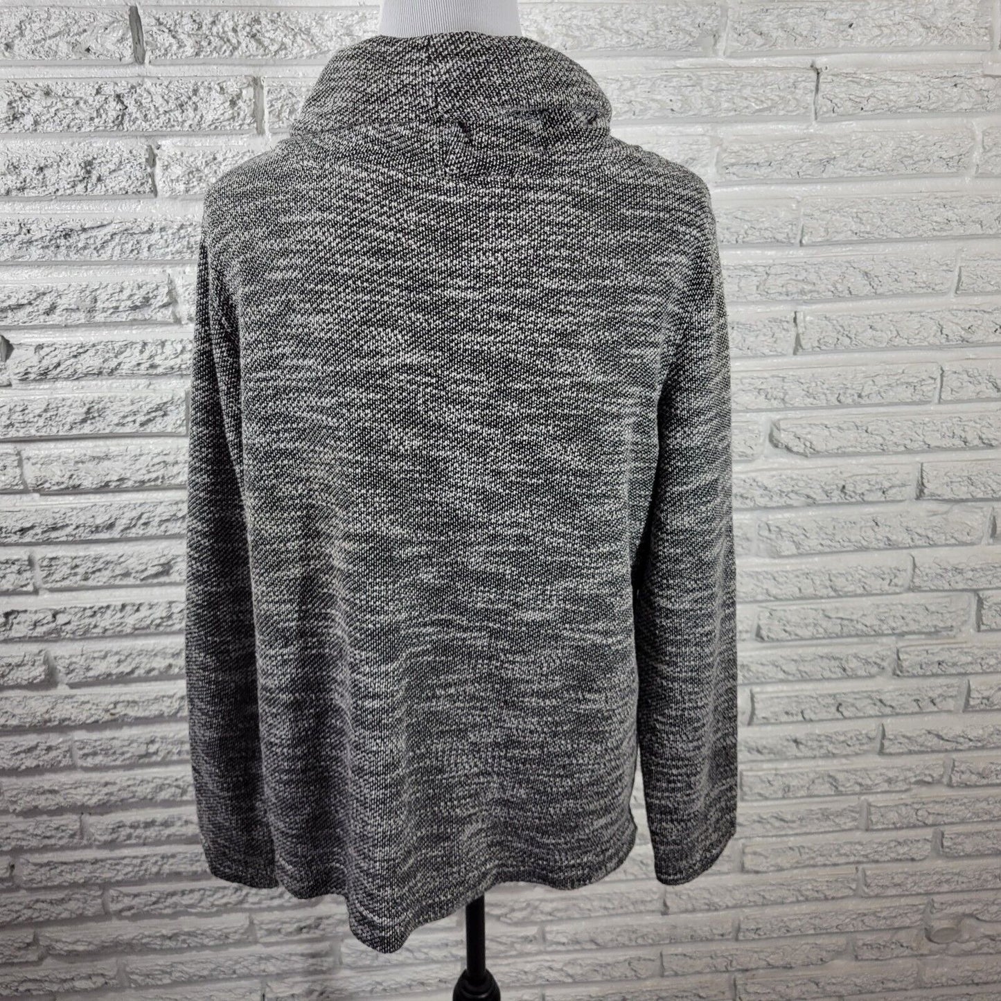 Croft Barrow Womens Sweater Extra Large Long Sleeve Turtleneck Gray Zip Pockets