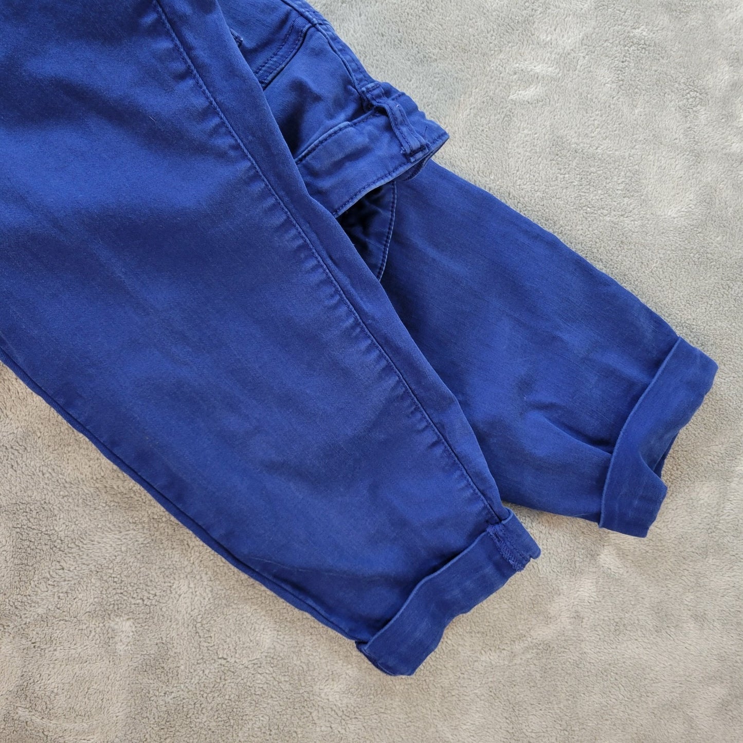 Morgan Walker Womens Jeans 18 Plus Capri Bright Blue Denim Zip Fly Cuffs Comfy