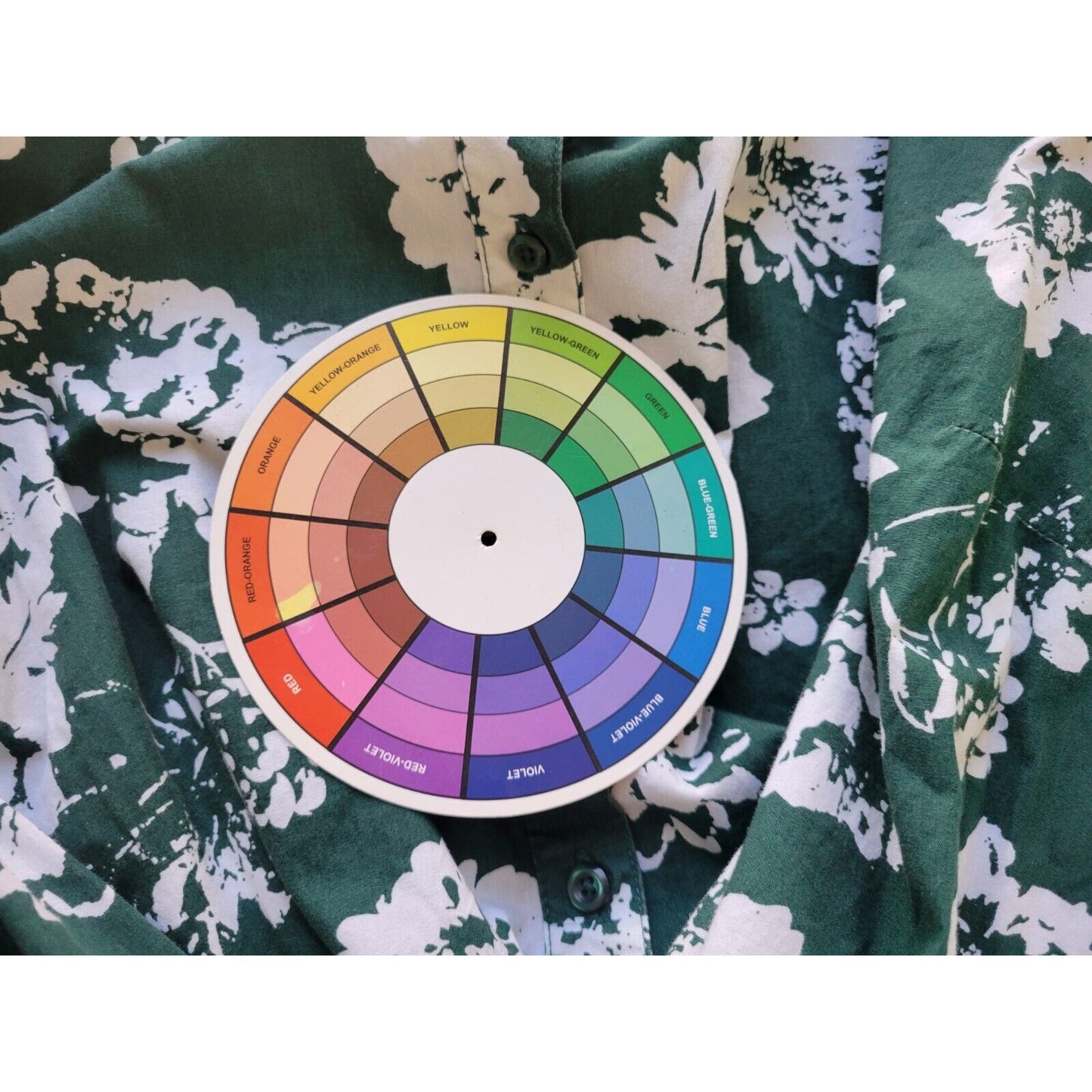 Roamans Womens Top 20W Long Sleeve Green Floral Cotton Collar Casual Button Up