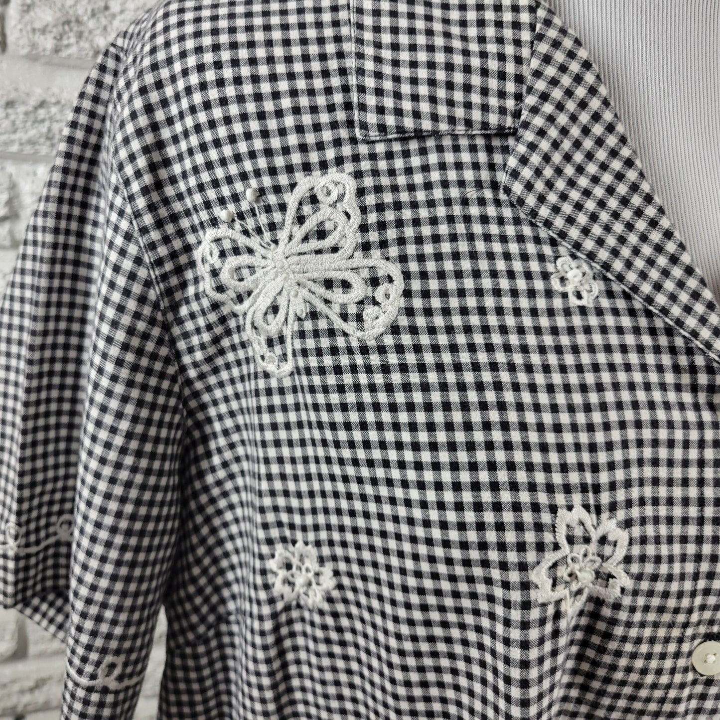 Fashion Bug Womens Top 22W 24W Plus Butterflies Lightweight Flower Black Plaid