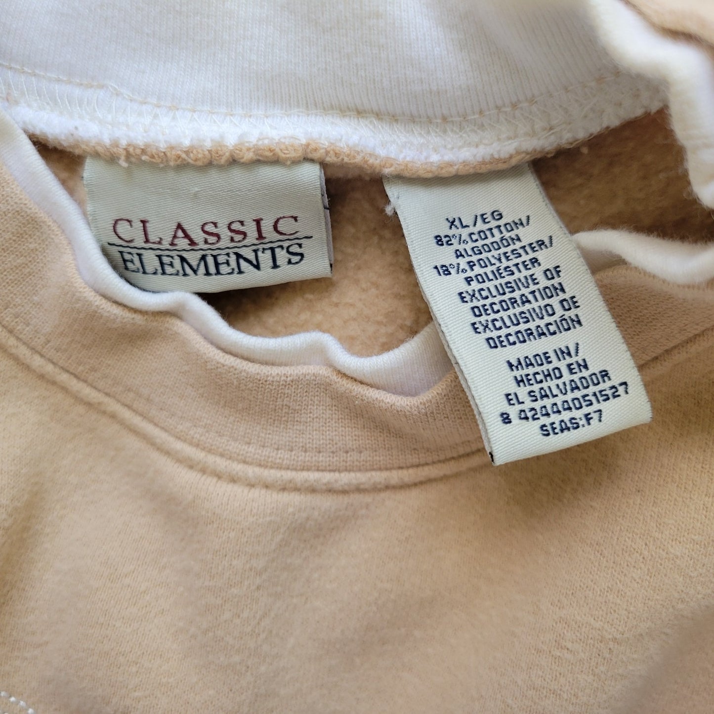 Classic Elements Womens Sweatshirt XL Beige Birdhouses Embroidered Comfy Casual