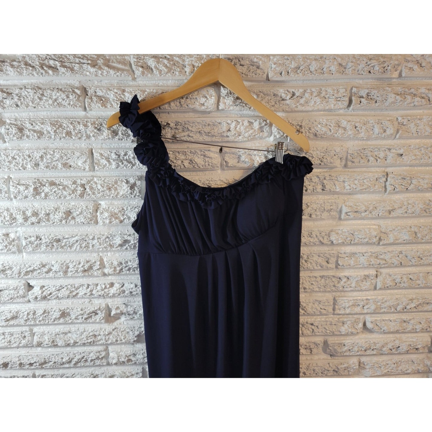 Enfocus Studio Womens Dress 16 Plus Mini Sheath Blue One Shoulder Party Ruffle