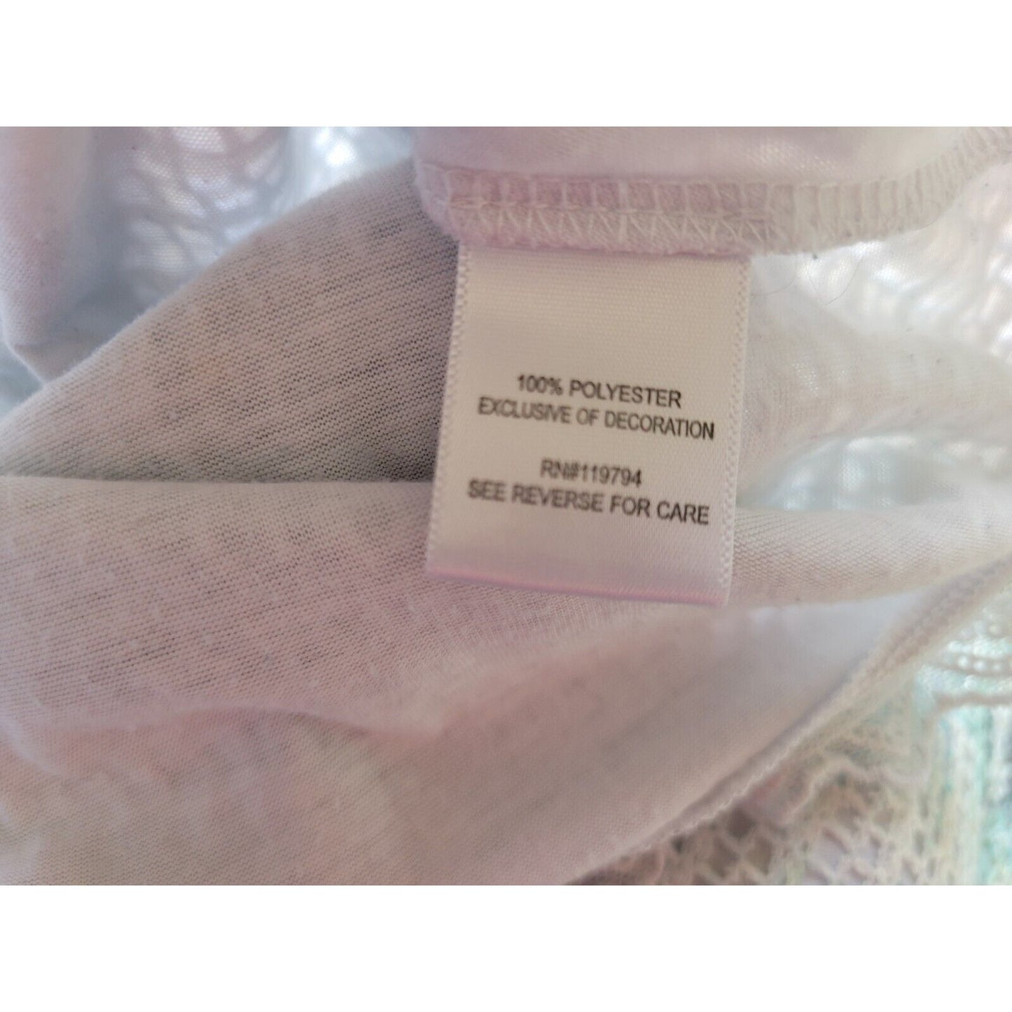 Live Let Live Womens Top XXL Short Sleeve Crochet Lace Hem Blue Floral Sequins