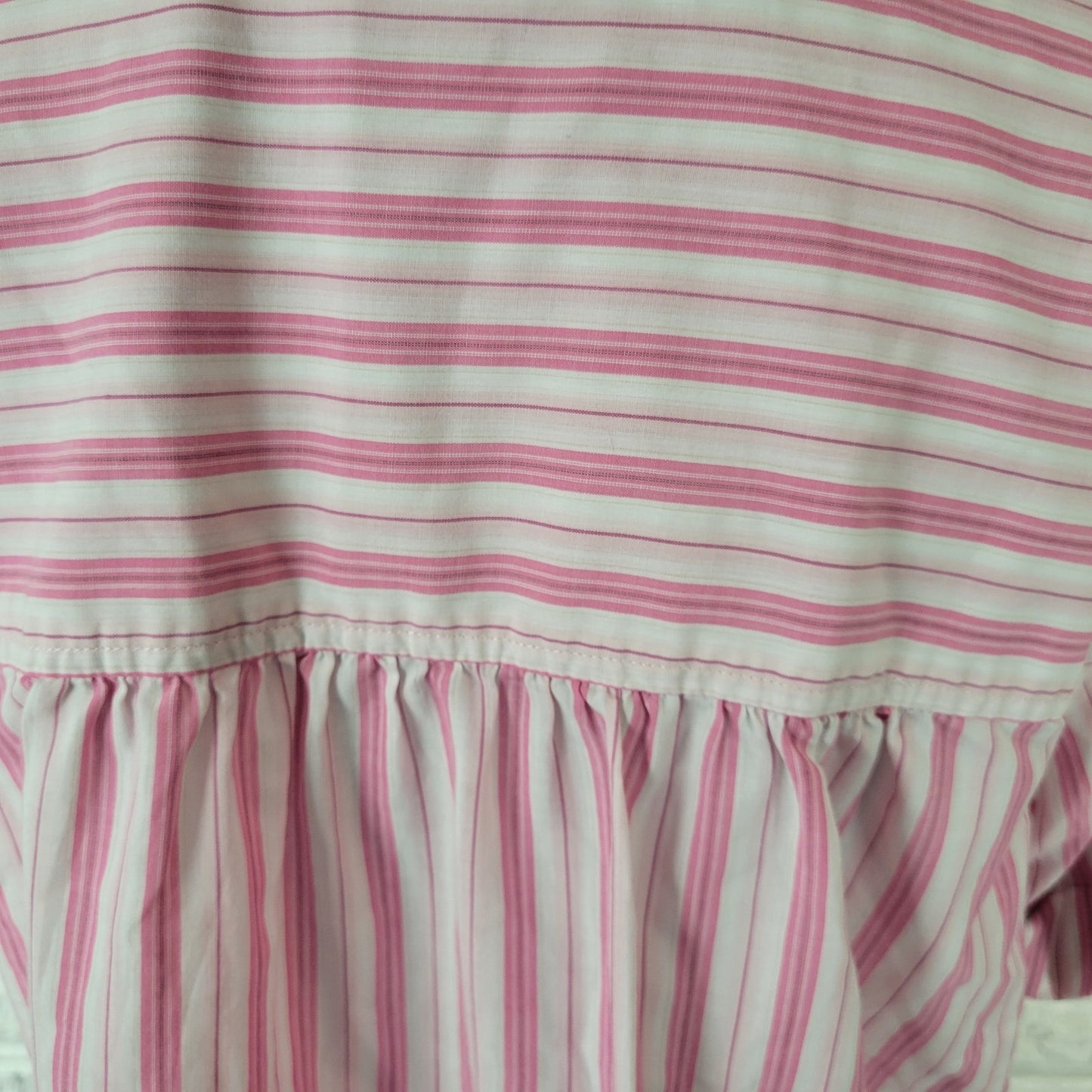 Roamans Womens Top 16W Plus Cuff Sleeve Button Up Pink Stripe Lightweight Casual
