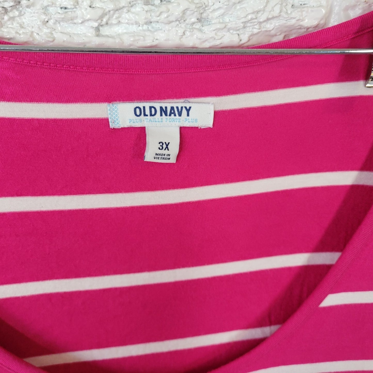 Old Navy Womens Dress 3X Plus Cap Sleeve Pink Stripe Rayon Blend Scoop Neck