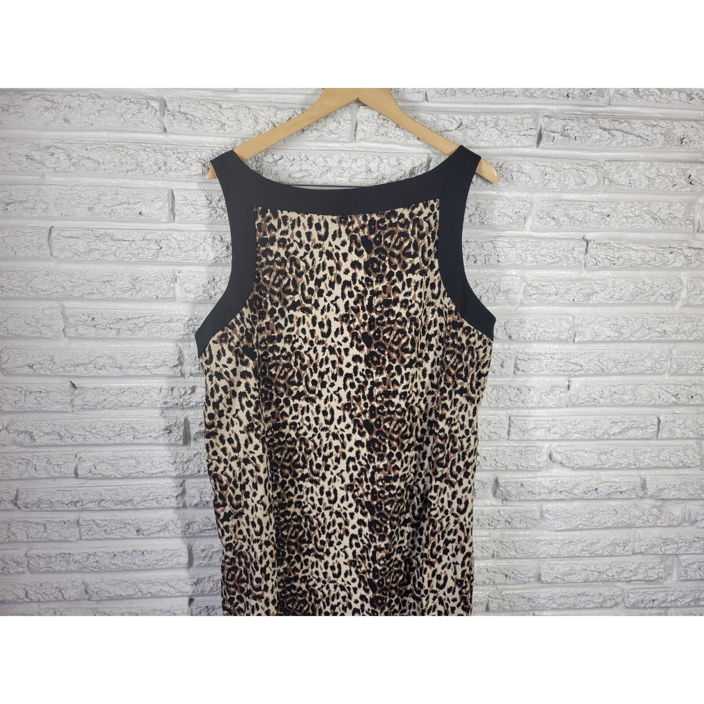 Notations Womens Dress 24 Plus Mini Sleeveless Wide Strap Brown Animal Print
