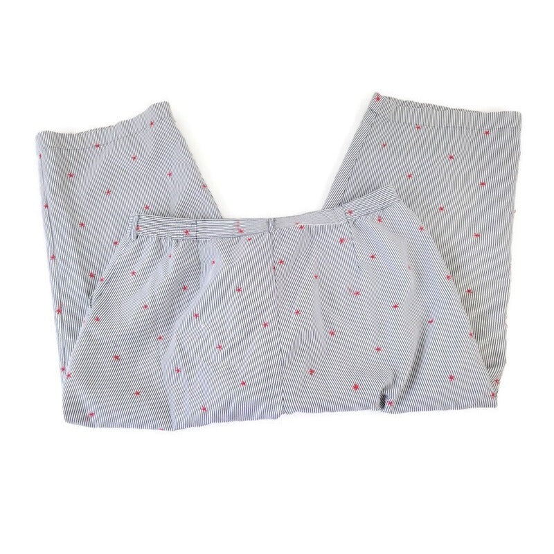 Sag Harbor Womens Pants 18 Plus Capri Embroider Stars Gray Stripe Seersucker