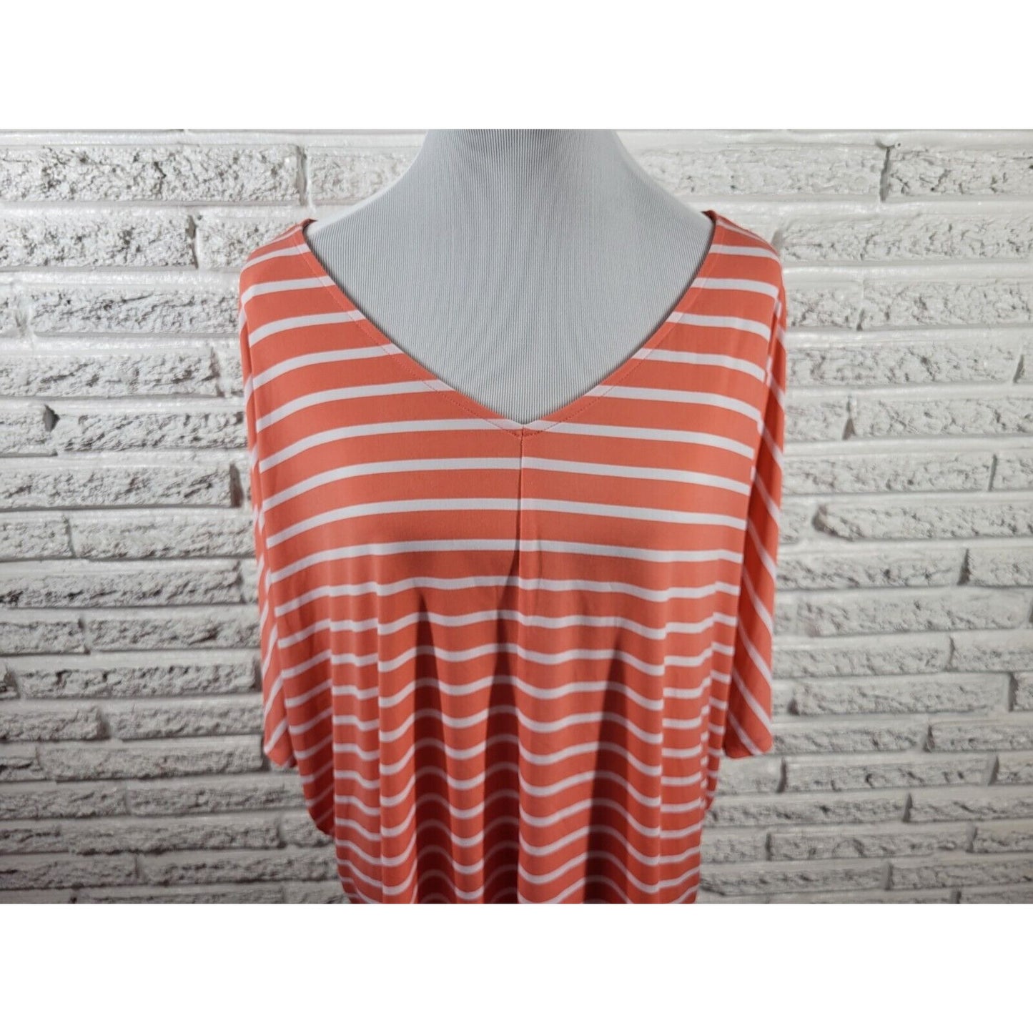 Gloria Vanderbilt Womens Top Extra Large xl Oversized Pink Stripe Poly Blend