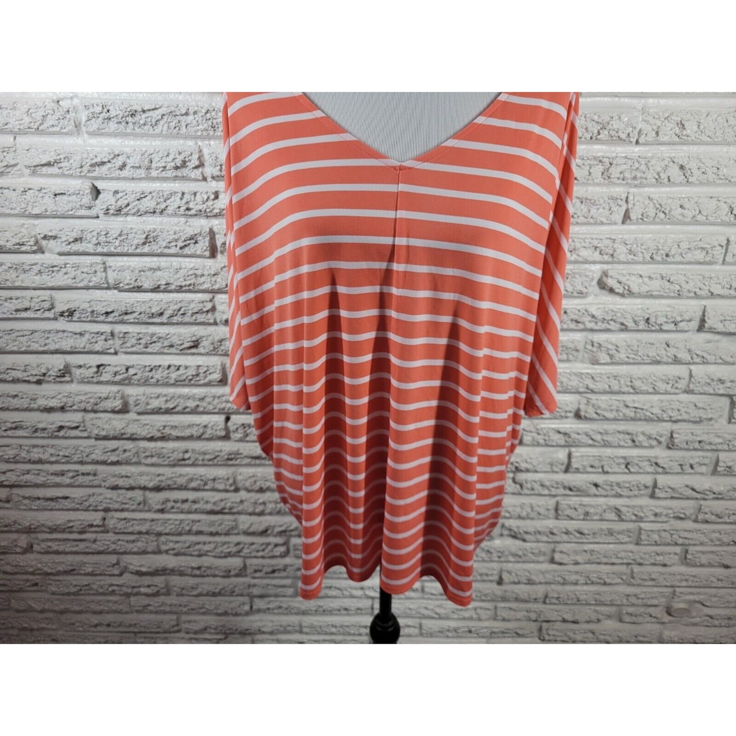 Gloria Vanderbilt Womens Top Extra Large xl Oversized Pink Stripe Poly Blend