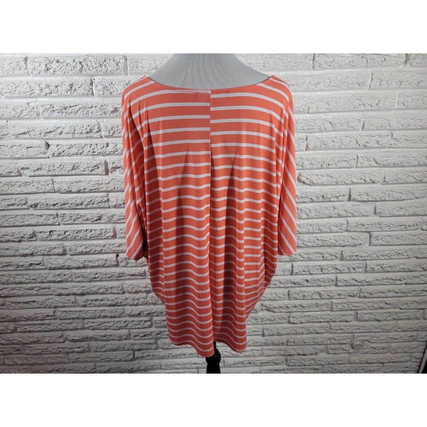 Gloria Vanderbilt Womens Top Extra Large xl Oversized Pink Stripe Poly Blend