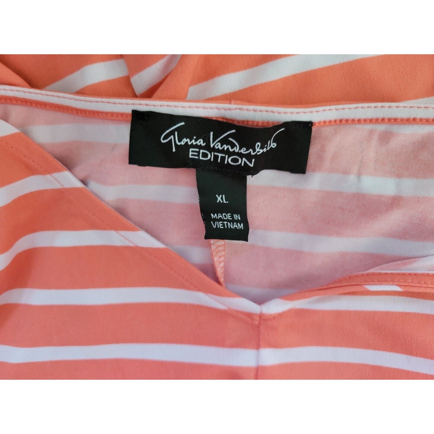 Gloria Vanderbilt Womens Top Extra Large xl Oversized Pink Stripe Poly Blend