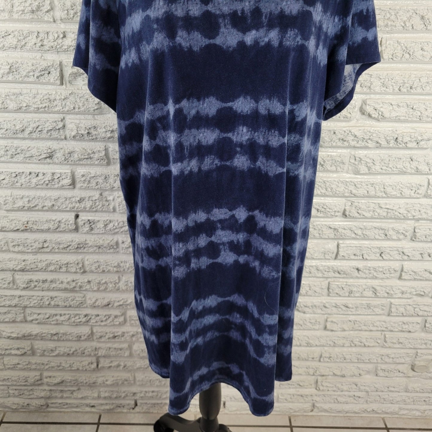 Sonoma Plus Size 1X Blue White Tie Dye Pajama Top Short Sleeve Cotton Blend