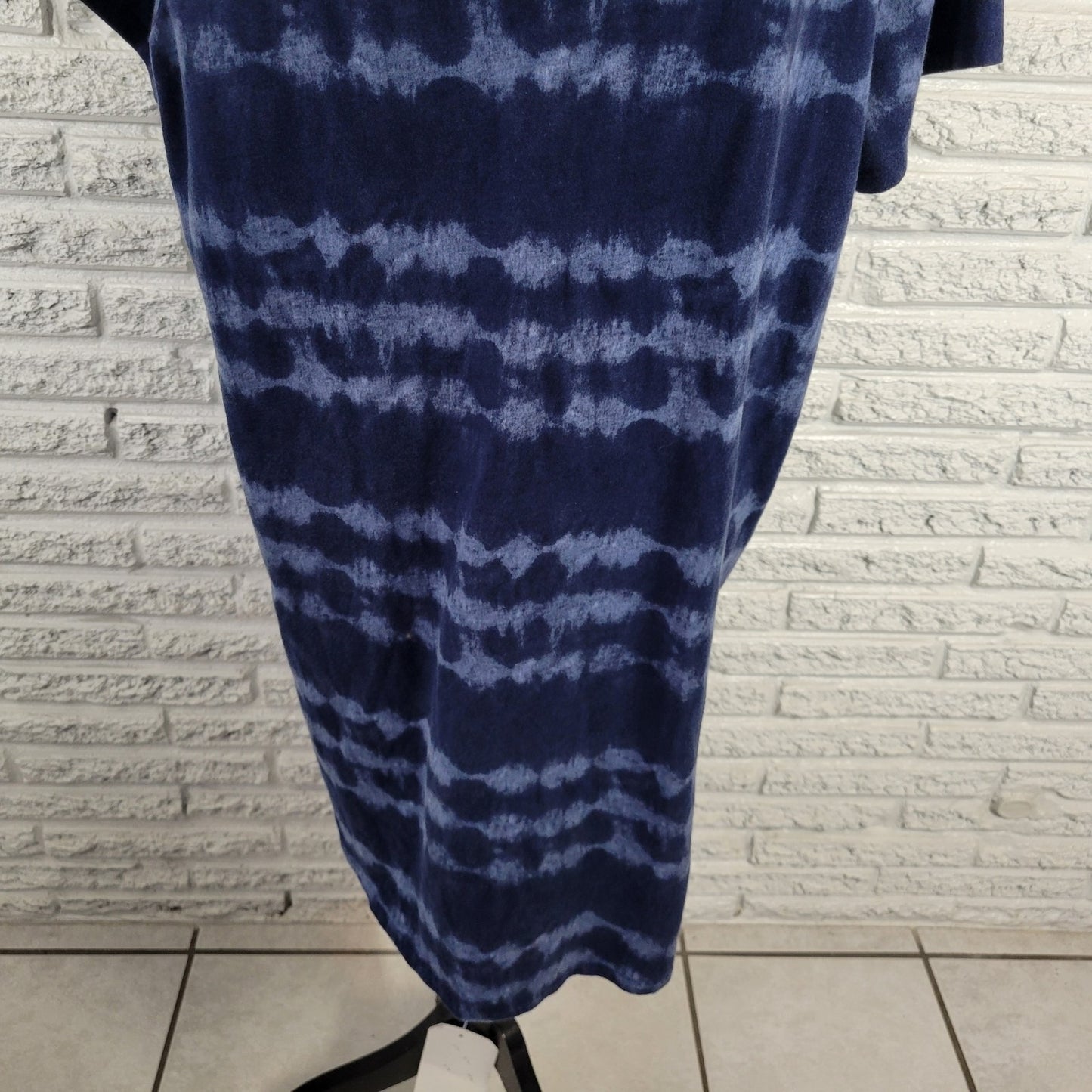 Sonoma Plus Size 1X Blue White Tie Dye Pajama Top Short Sleeve Cotton Blend