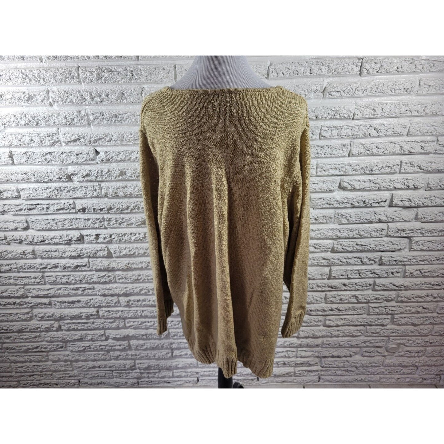 Avenue Womens Sweater 26 28 Plus Pullover Acrylic Beige Office Deco Buttons