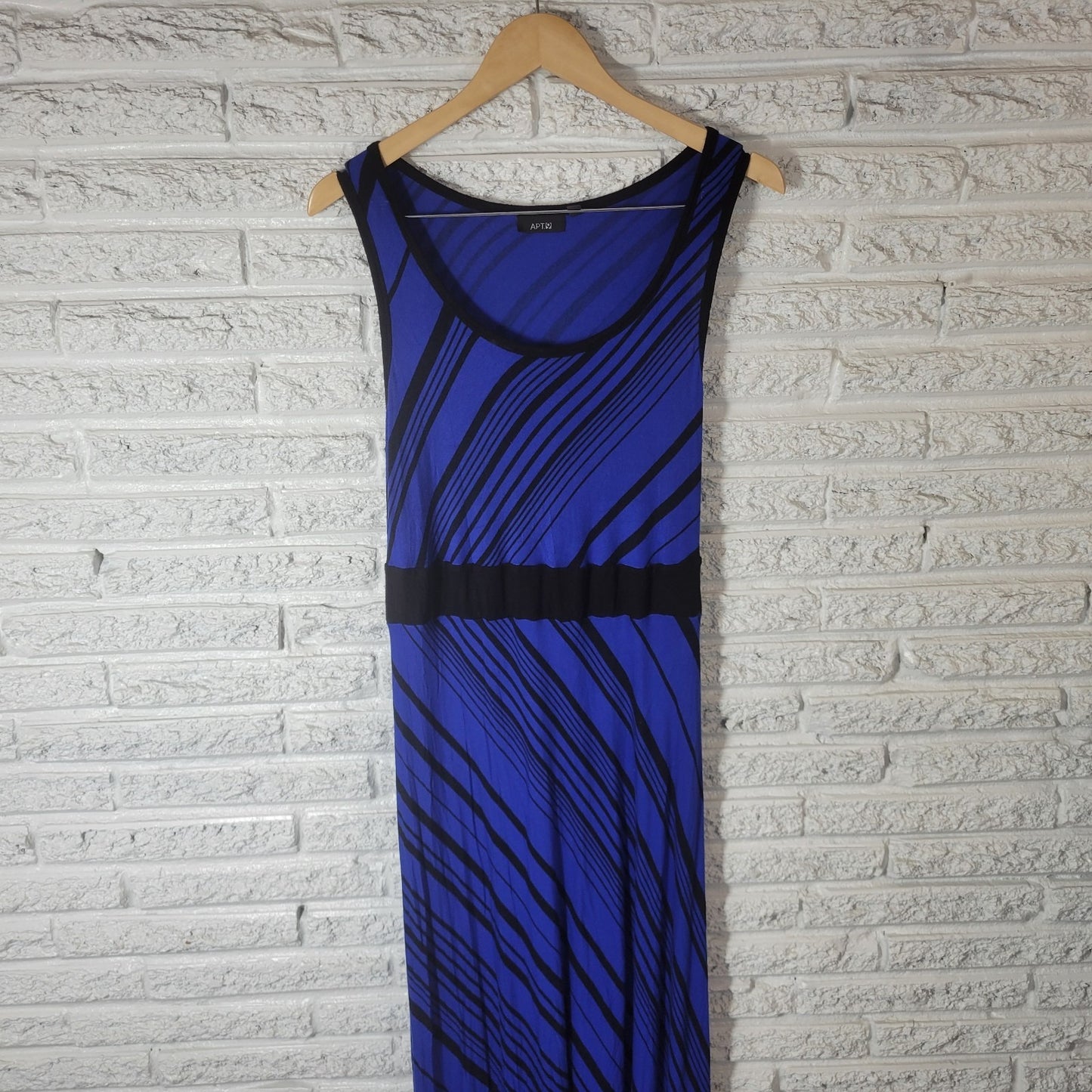 Apt 9 Womens Dress 0X Plus Maxi Tank Sheath Handkerchief Hem Blue Black Stripe