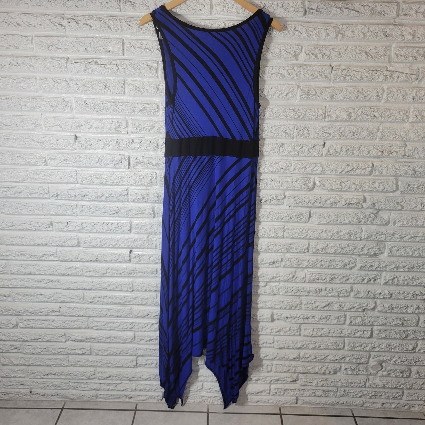 Apt 9 Womens Dress 0X Plus Maxi Tank Sheath Handkerchief Hem Blue Black Stripe