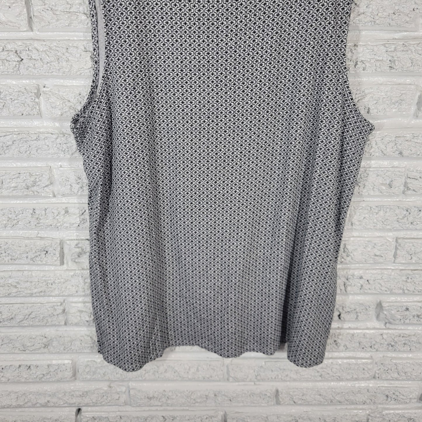 Croft Barrow Womens Top XXL Plus Tank Classic Black Geometric Cotton Lightweight