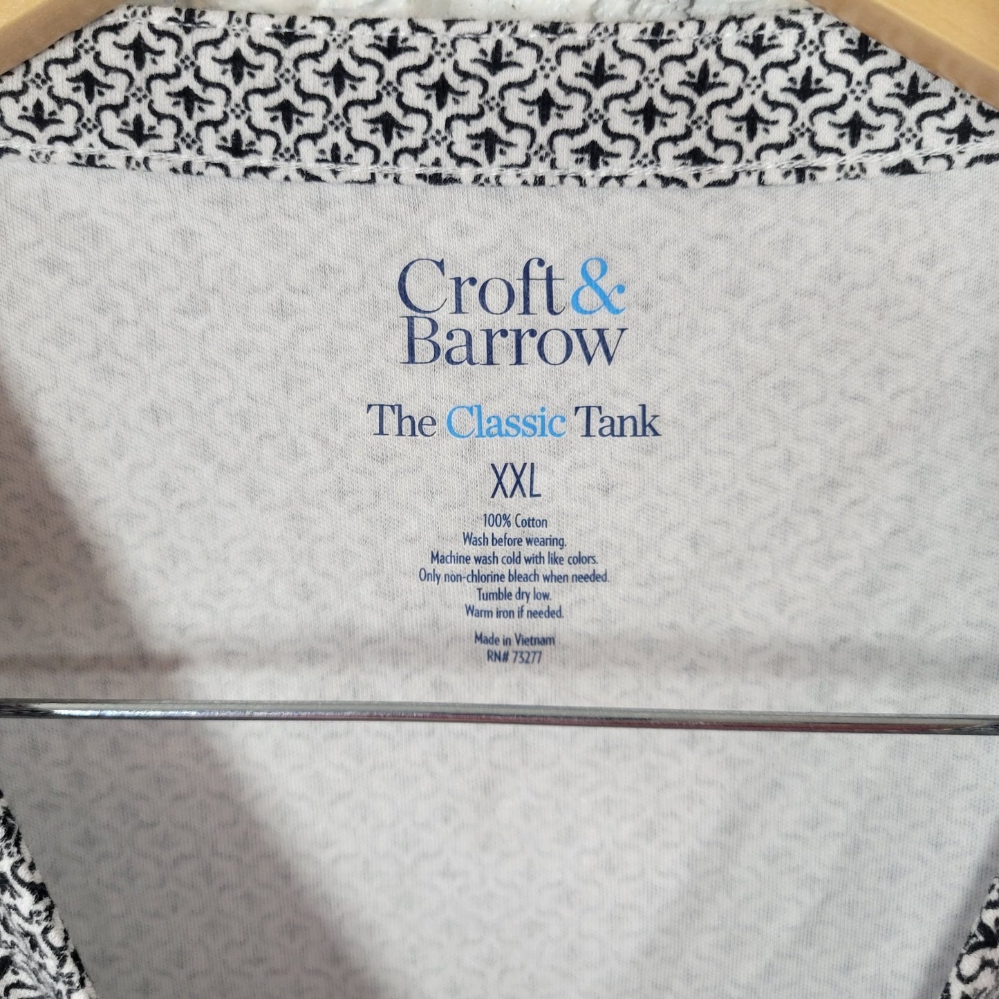 Croft Barrow Womens Top XXL Plus Tank Classic Black Geometric Cotton Lightweight