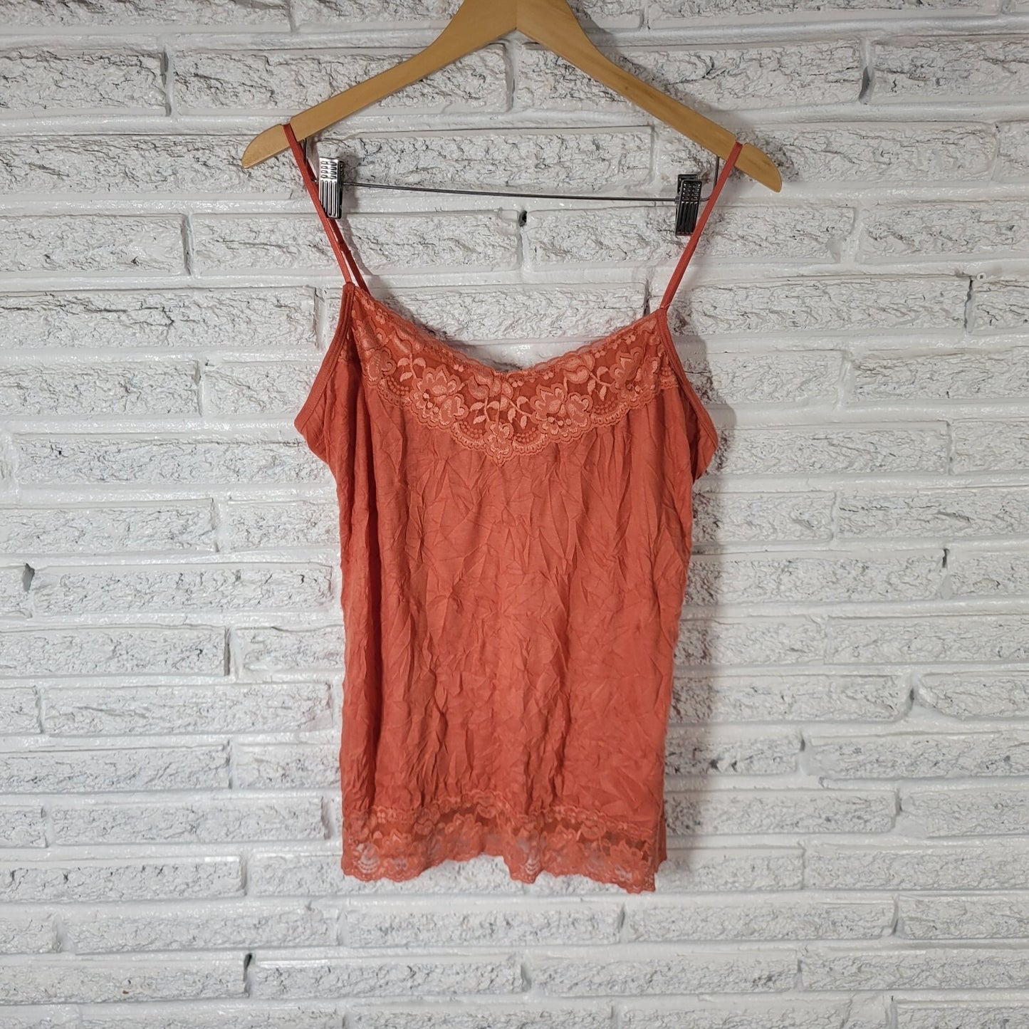 Maurices Womens Top Extra Large Camisole Orange Lace Trim Adjustable Spaghetti