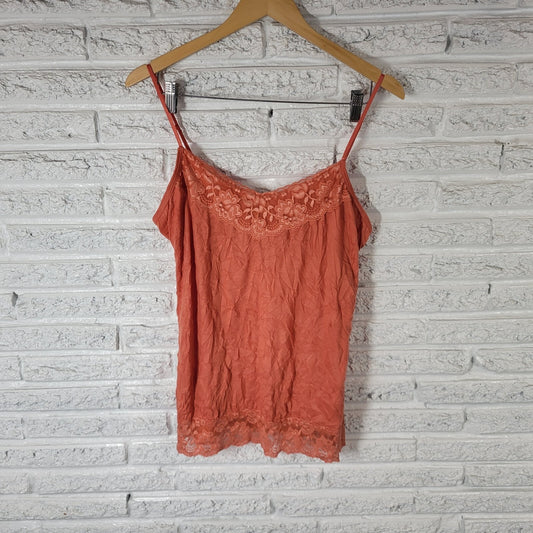 Maurices Womens Top Extra Large Camisole Orange Lace Trim Adjustable Spaghetti