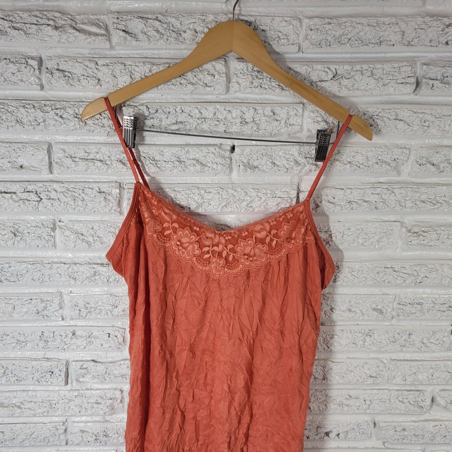 Maurices Womens Top Extra Large Camisole Orange Lace Trim Adjustable Spaghetti