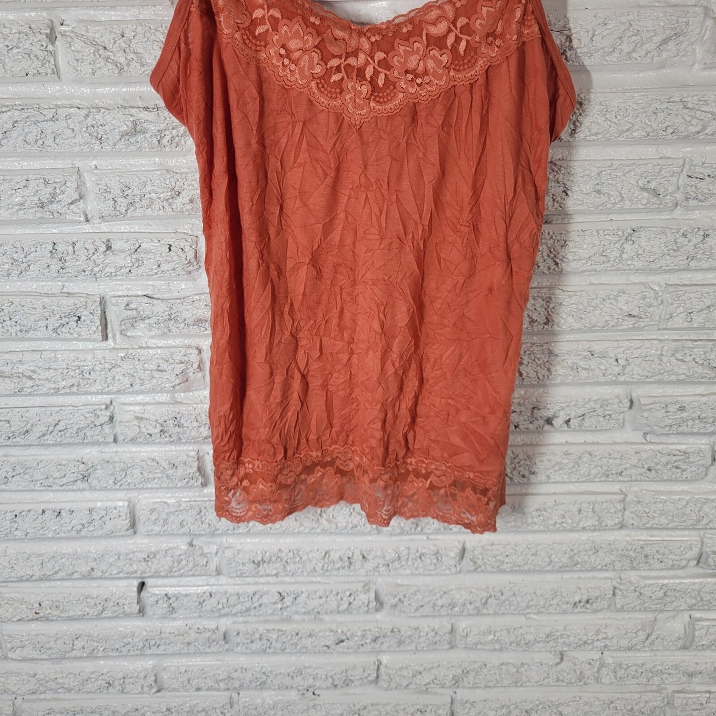 Maurices Womens Top Extra Large Camisole Orange Lace Trim Adjustable Spaghetti