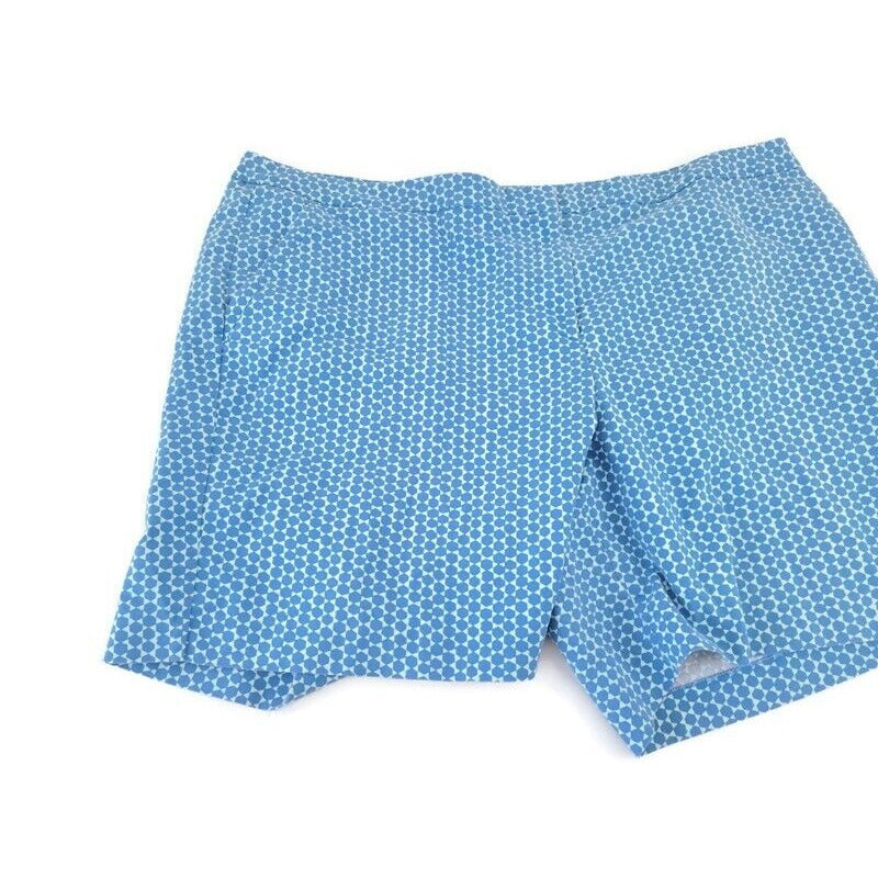 Lane Bryant Womens Shorts 28 Plus Blue Geometric Slash Pockets Cotton Blend
