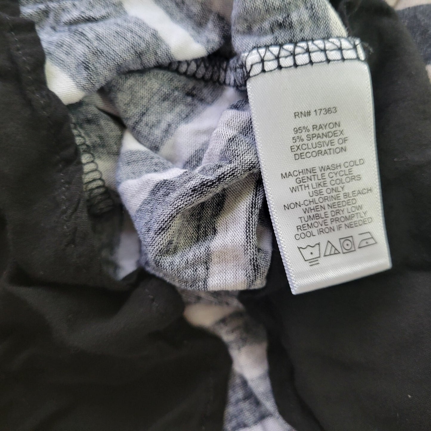 Anne Klein Womens Dress XL Mini Short Sleeve Black Stripe Pockets Chiffon Hem