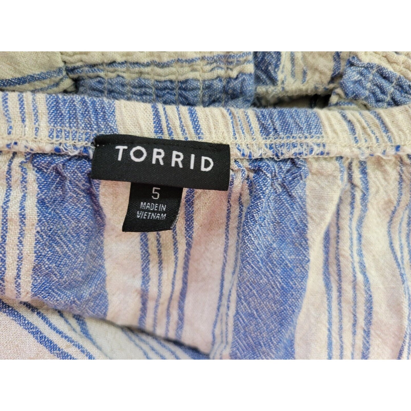 Torrid Womens Top 5 5X Crop Cap Sleeve On Off Shoulder Lightweight Blue Stripe