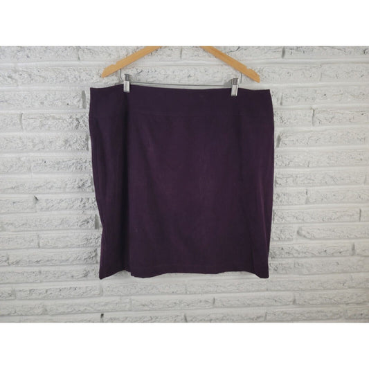Avenue Womens Skirt 20 Mini Pencil Straight Velour Slit Purple Office Casual