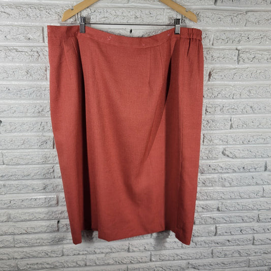 Dress Barn 24W Orange Embroidered Pencil Midi Length Zip Closure ORA30E