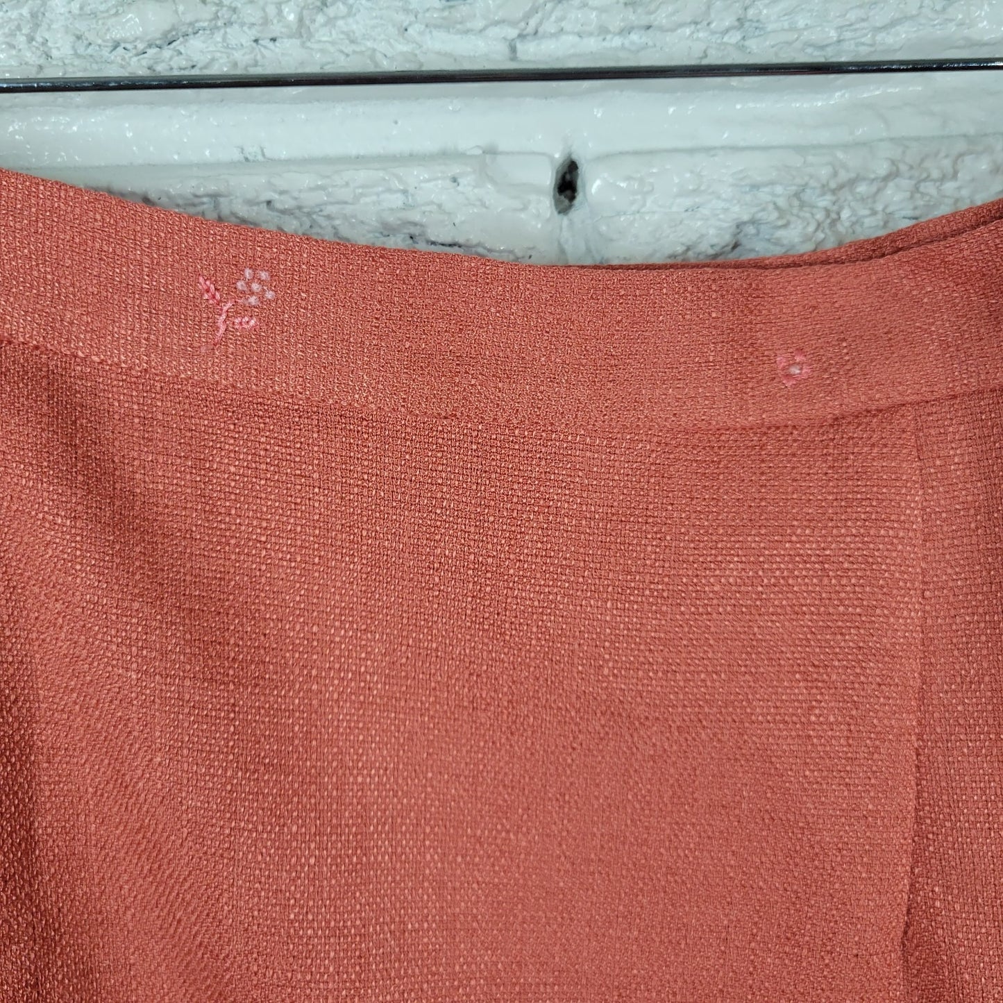 Dress Barn 24W Orange Embroidered Pencil Midi Length Zip Closure ORA30E